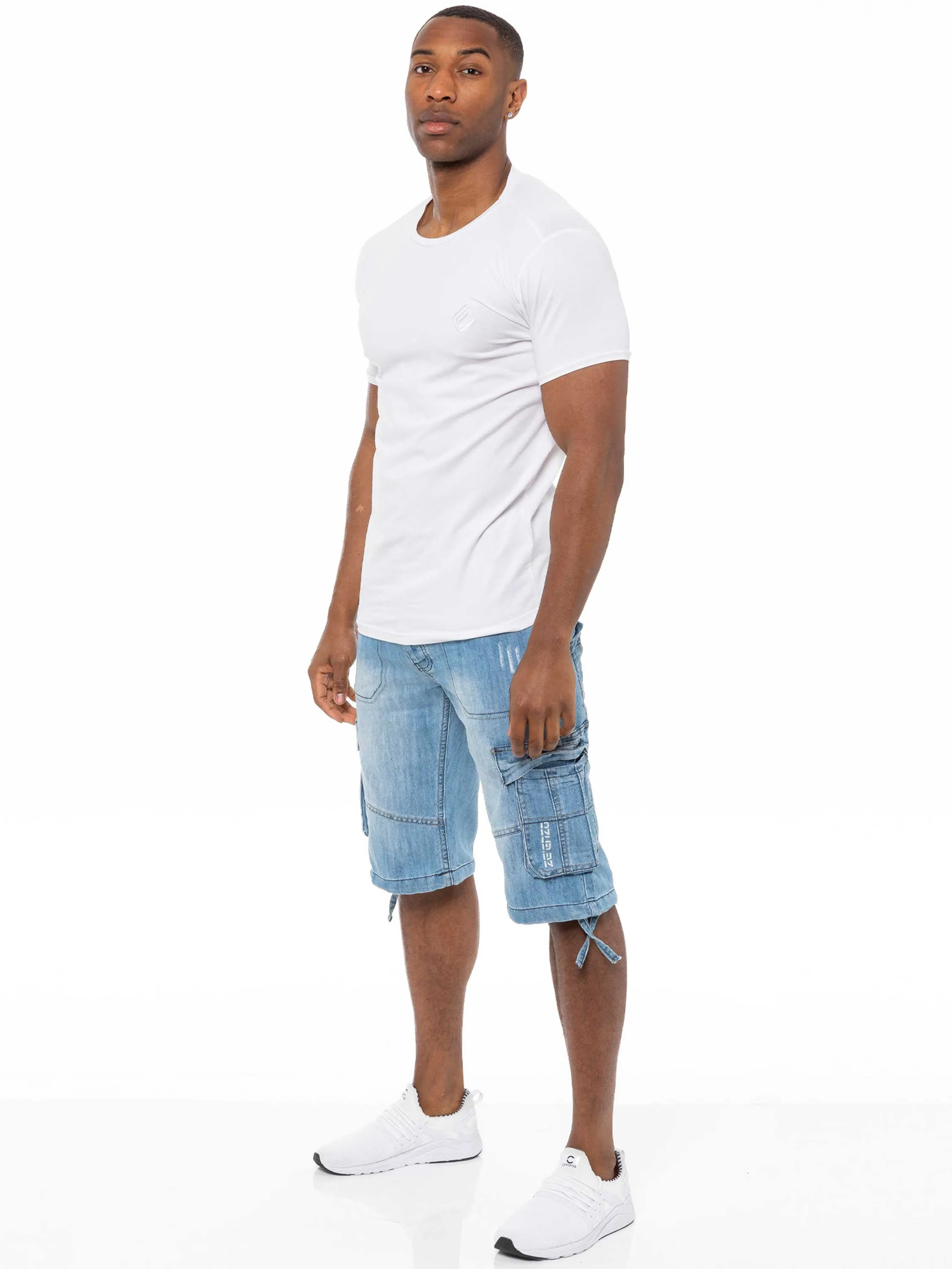 Mens Raw Combat Cargo Denim Shorts | Enzo Designer Menswear sold by Raw Denim product image thumbnail 5