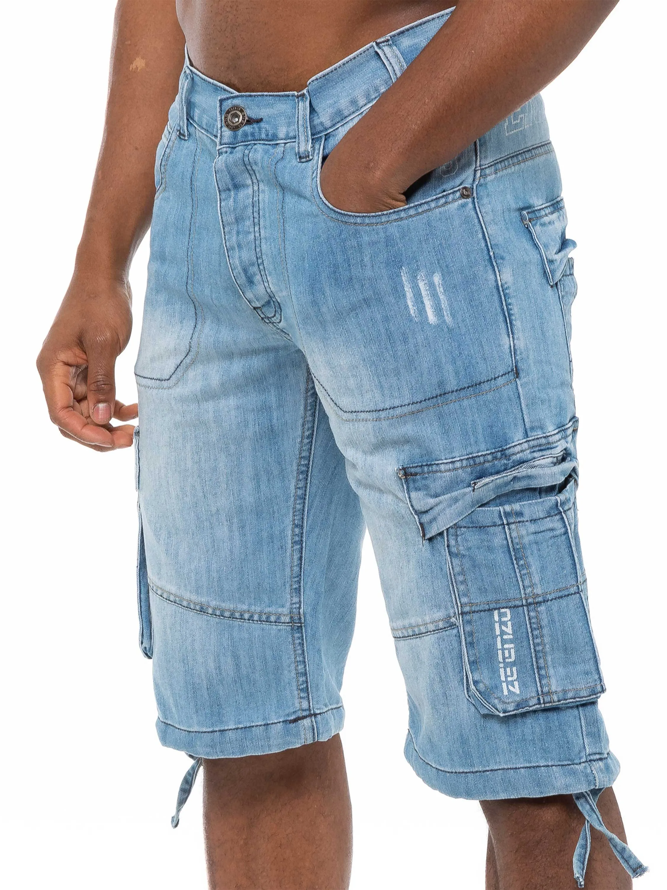 Mens Raw Combat Cargo Denim Shorts | Enzo Designer Menswear sold by Raw Denim
