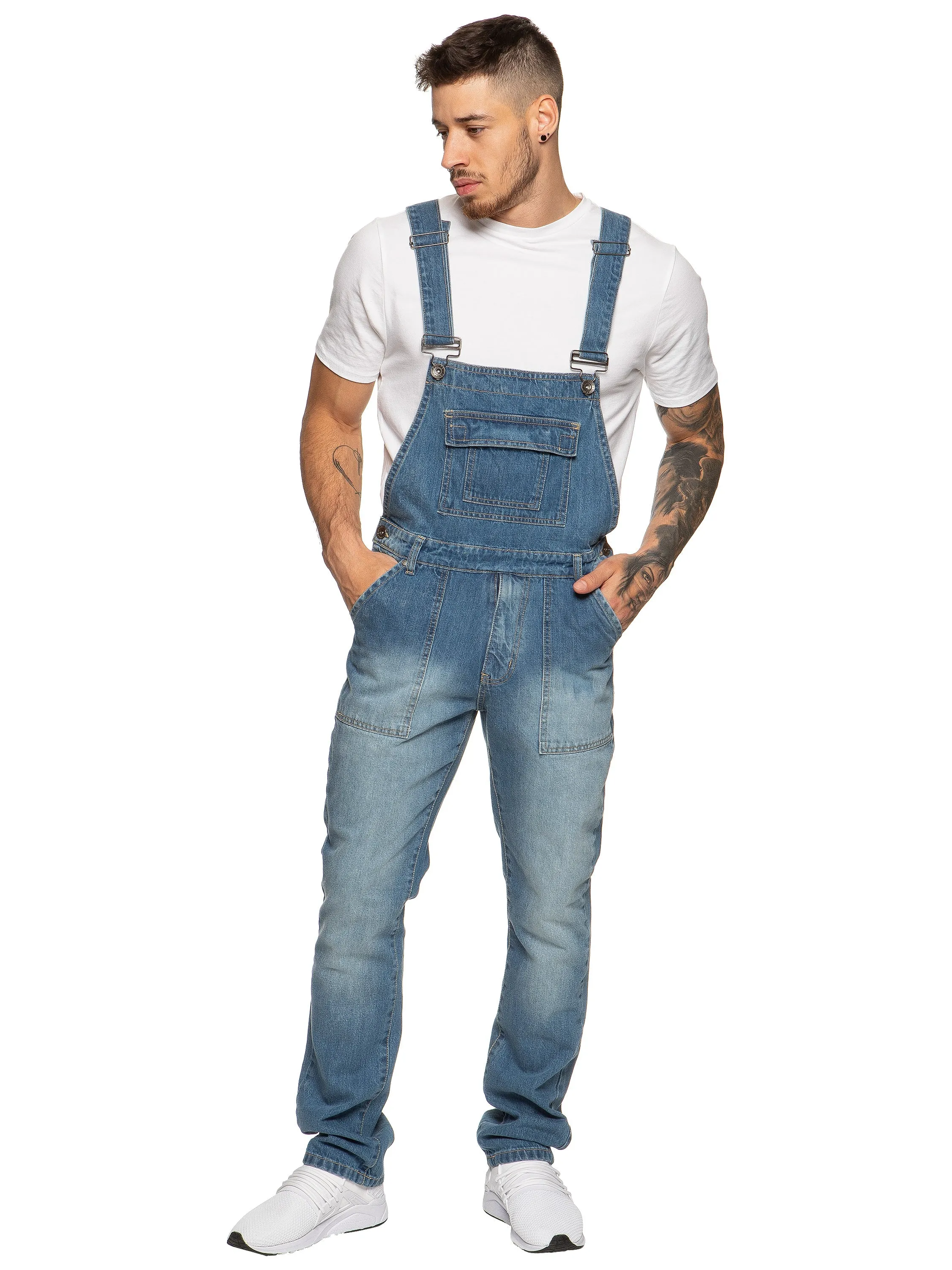 Mens Fashionable Denim Overall Dungarees | Enzo Designer Menswear sold by Raw Denim
