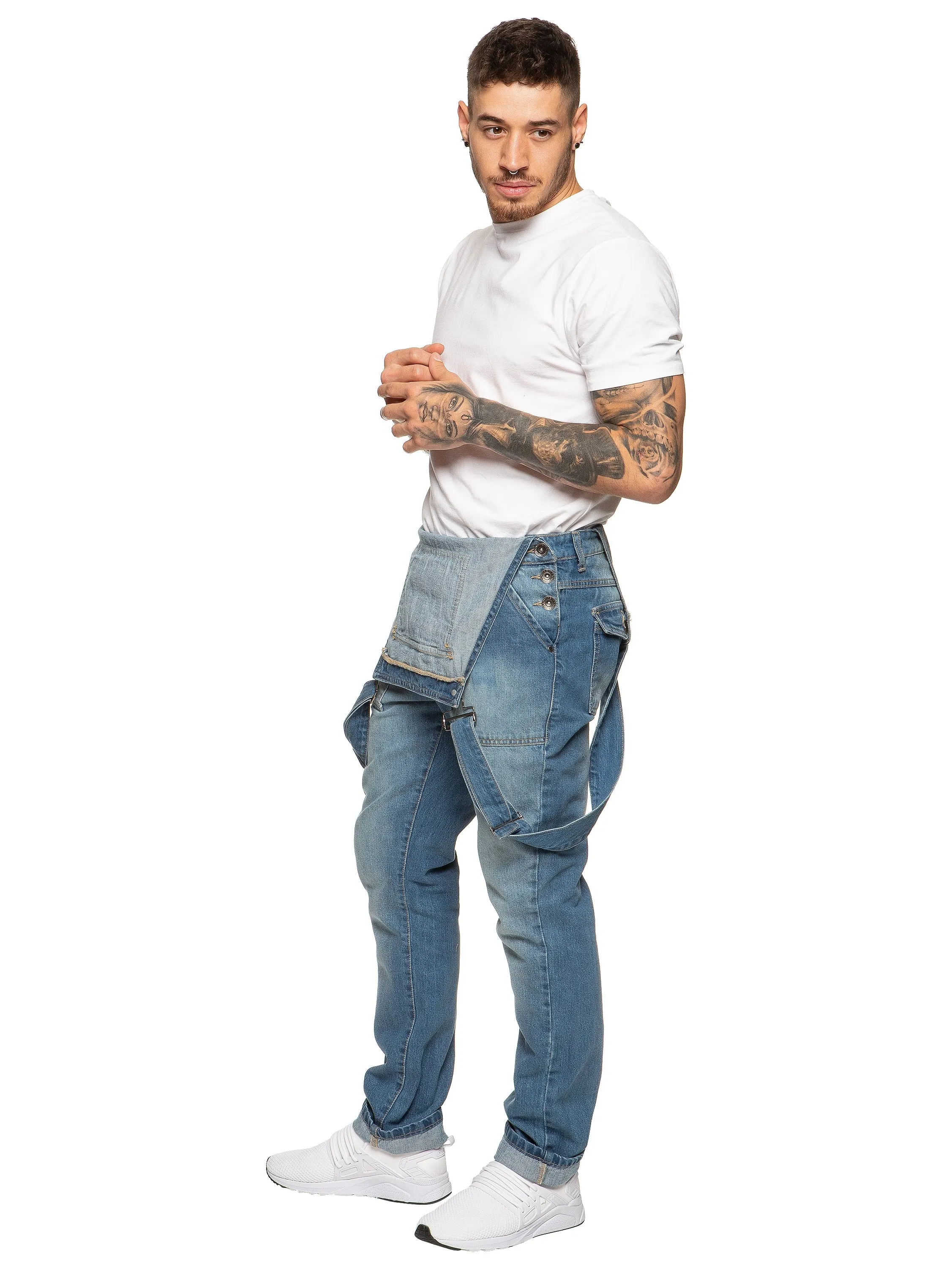 Mens Fashionable Denim Overall Dungarees | Enzo Designer Menswear sold by Raw Denim product image thumbnail 4