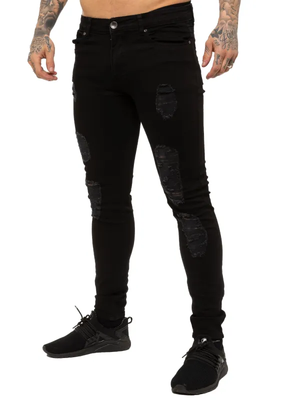 Mens Denim Ripped Denim Jeans| Enzo Designer Menswear sold by Raw Denim