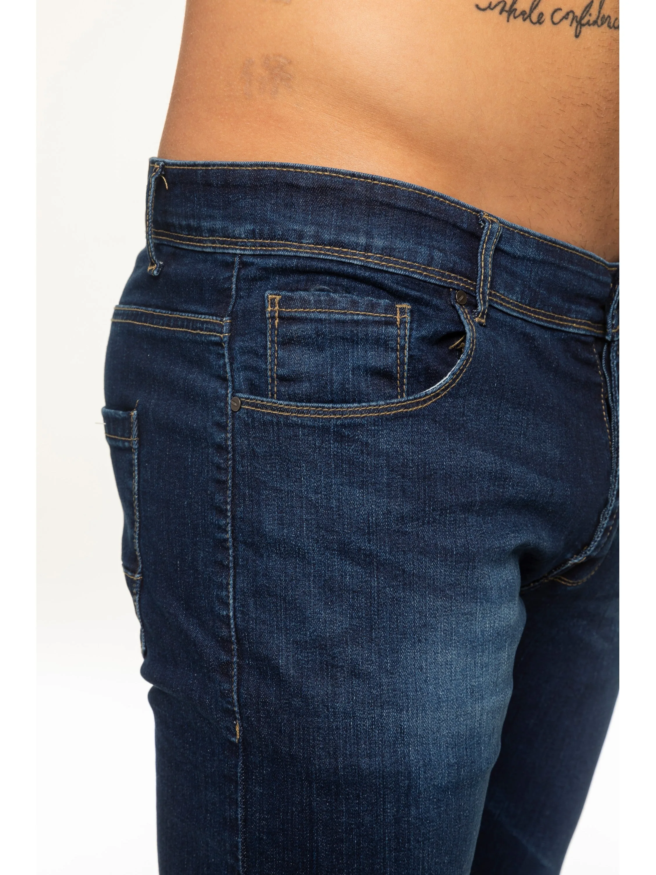 Mens Skinny Stretch Stonewash Denim Jeans | Enzo Designer Menswear sold by Raw Denim product image thumbnail 5