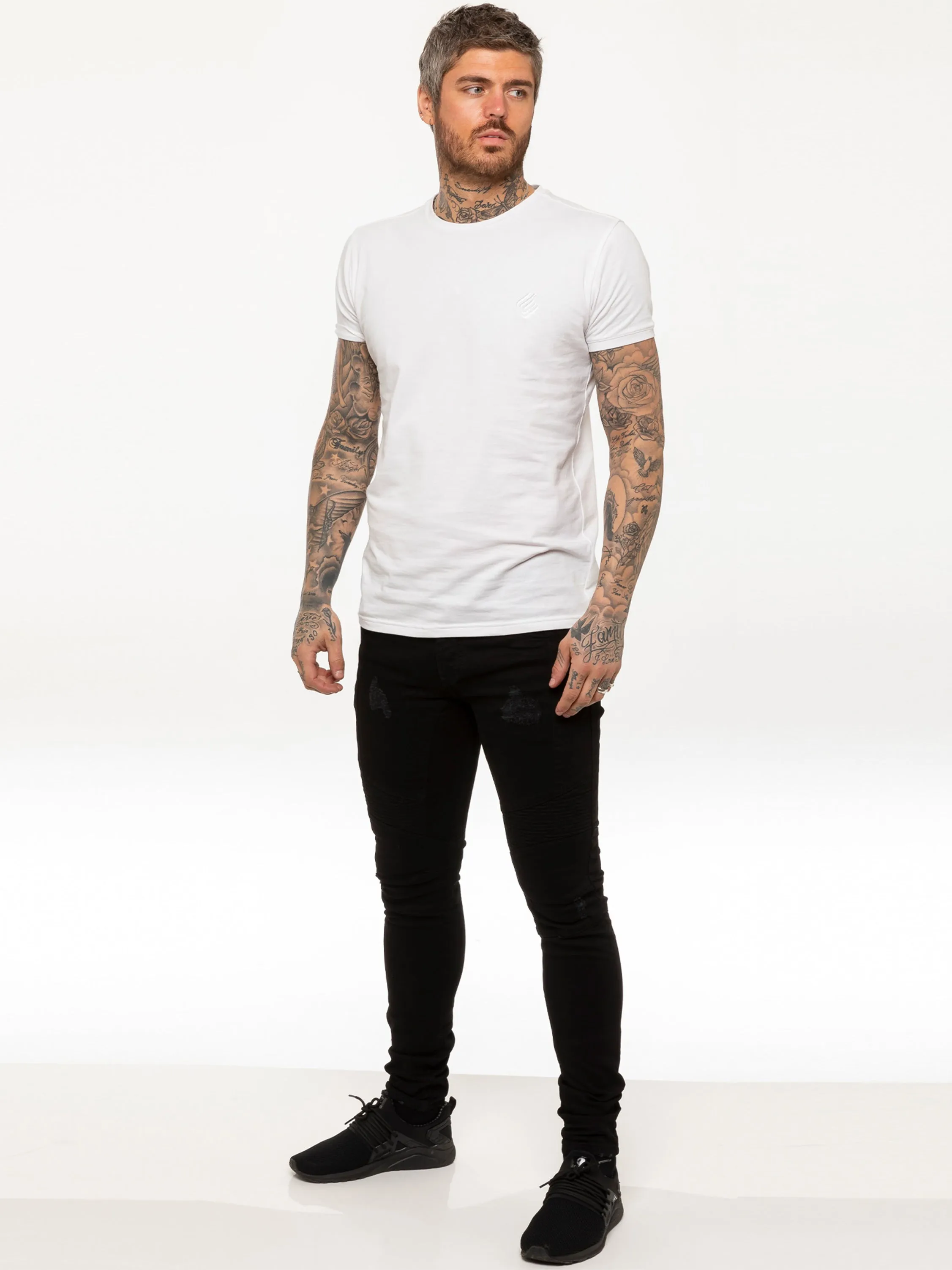 Mens Super Skinny Stretch Biker Denim Jeans | Enzo Designer Menswear sold by Raw Denim product image thumbnail 4