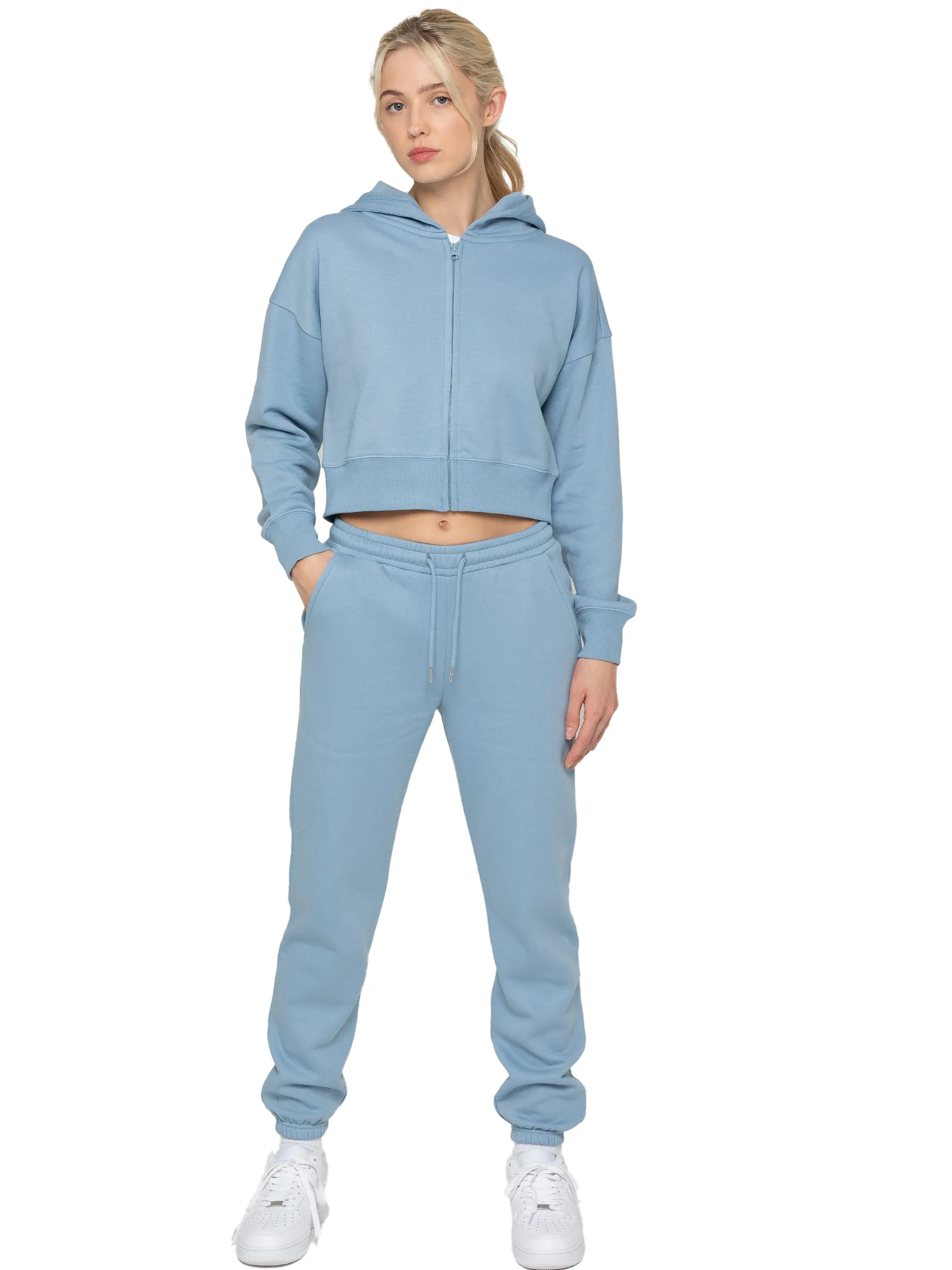 Enzo | Womens Crop Zip Hoodie Tracksuit Set sold by Raw Denim product image thumbnail 2