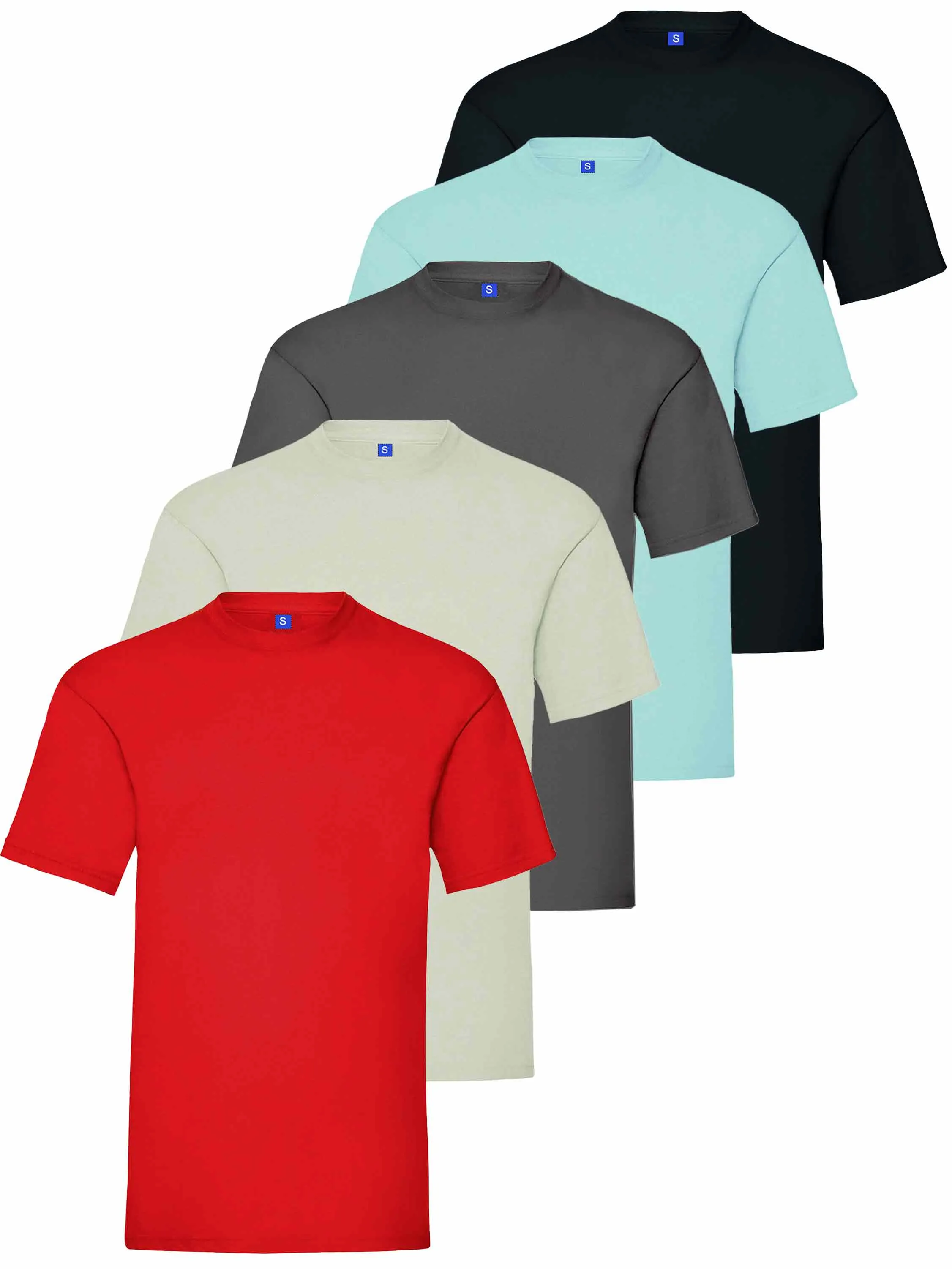 Kruze | Mens Crew Neck T-Shirt (5 Pack) - Multicolour sold by Raw Denim