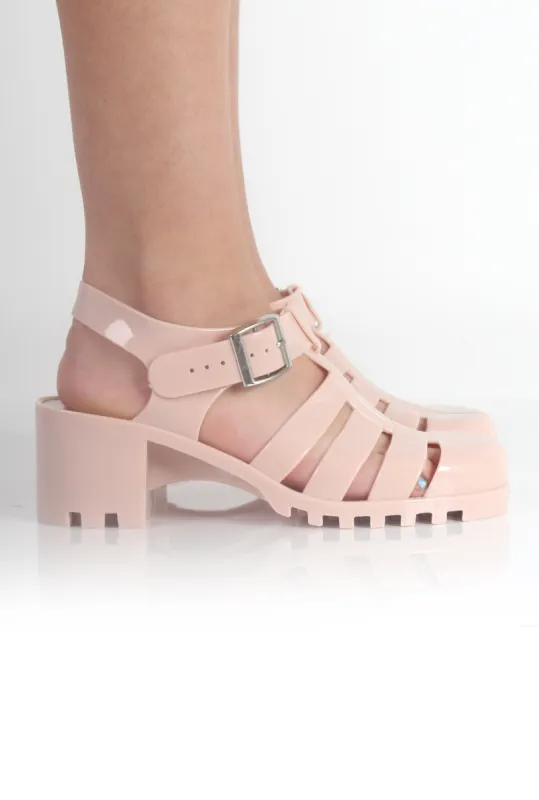 Nicki Nude Heeled Jelly Sandals sold by Rebellious Fashion