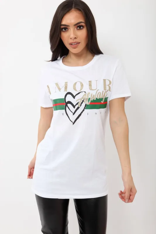 White Amour Always Slogan T-shirt - Esmay sold by Rebellious Fashion