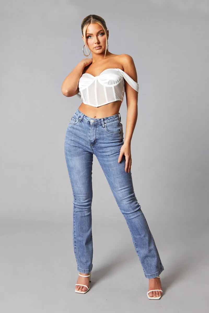 White Mesh Bandeau Corset Detail Crop Top - Yasu sold by Rebellious Fashion product image thumbnail 4