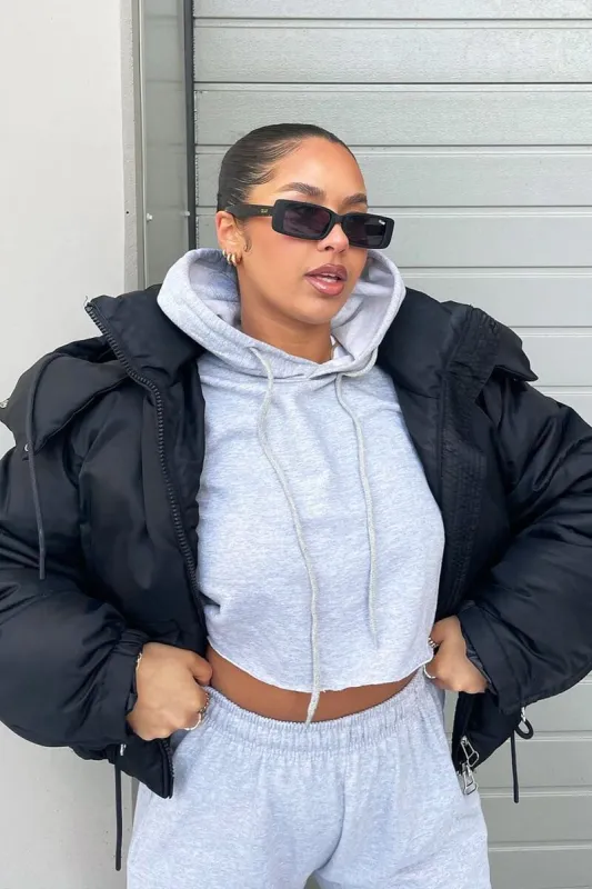 Grey Box Fit Cropped Hoodie - Neala made by Rebellious Fashion