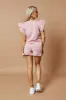 Pink Frill Detail Top & Shorts Co-Ords Set - Keiko sold by Rebellious Fashion