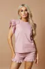Pink Frill Detail Top & Shorts Co-Ords Set - Keiko sold by Rebellious Fashion