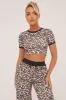 Beige Leopard Print Cropped Top & Straight Leg Trouser Co-ord Set - Ellie sold by Rebellious Fashion