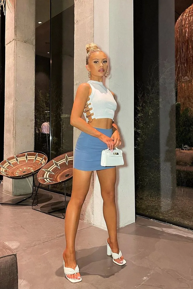 Blue Cut Out Detail Mini Skirt - Iyah sold by Rebellious Fashion product image thumbnail 2