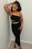 Black Slinky One Shoulder Cut Out Crop Top - Aaliyah sold by Rebellious Fashion
