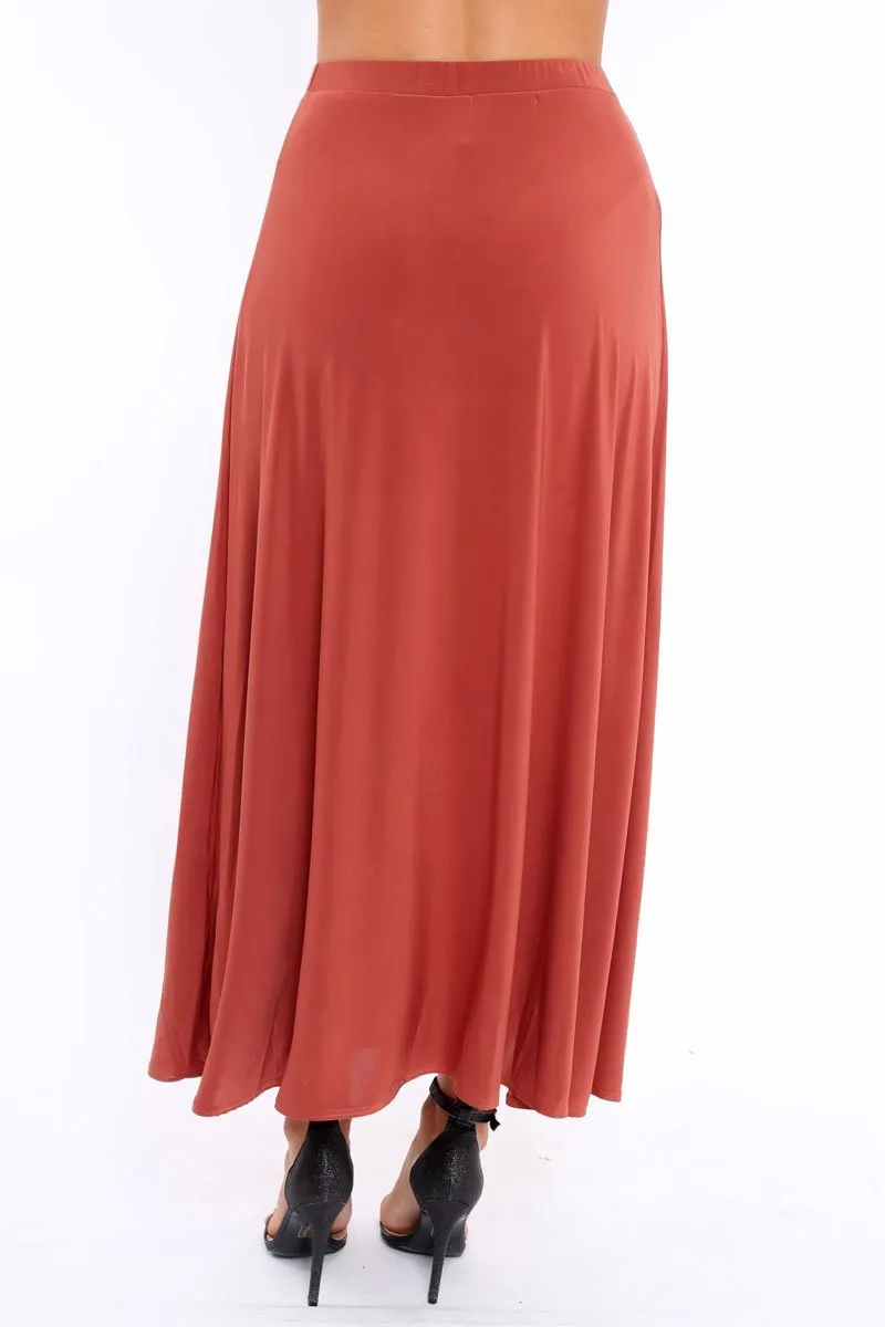 Rust Side Split Maxi Skirt - Gina sold by Rebellious Fashion product image thumbnail 5