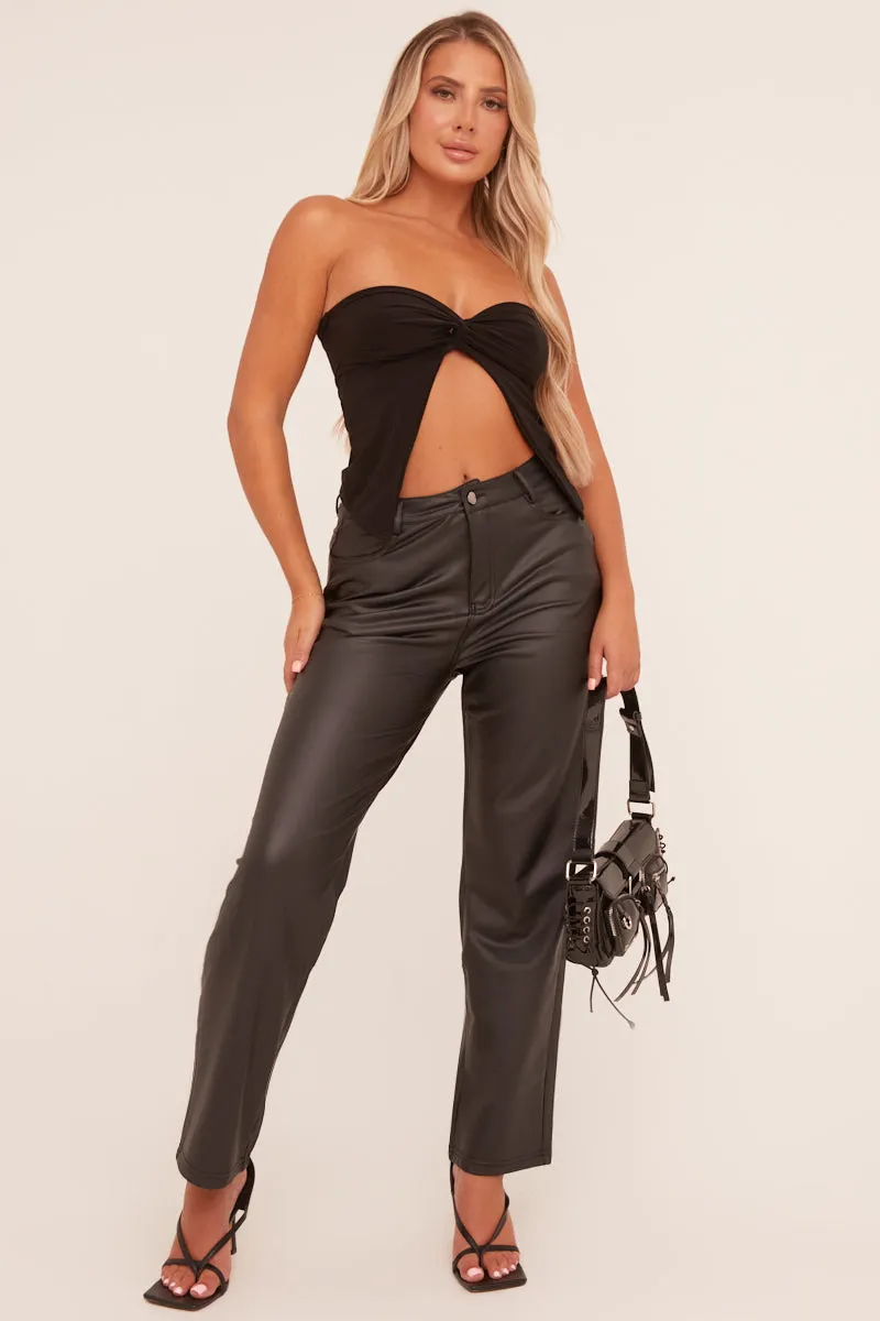 Black Bandeau Twist Detail Crop Top - Anifa sold by Rebellious Fashion product image thumbnail 2