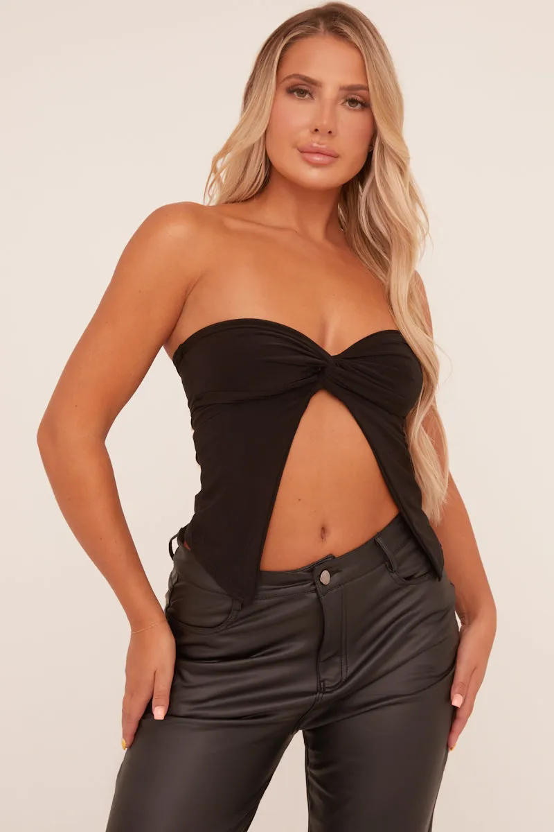 Black Bandeau Twist Detail Crop Top - Anifa sold by Rebellious Fashion product image thumbnail 3