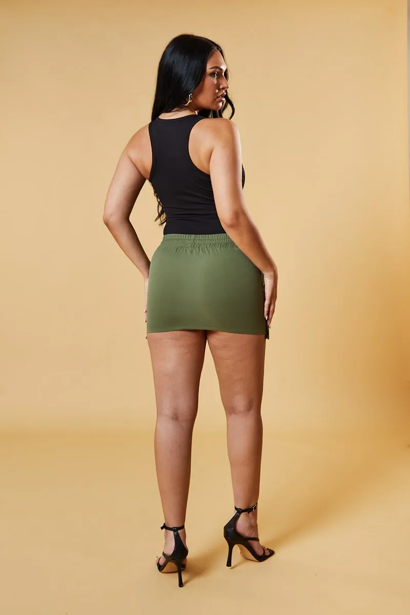Khaki Cargo Pockets Toggle Detail Mini Skirt - Sevil sold by Rebellious Fashion product image thumbnail 5