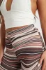 Brown Stripe Print Ruched Bum Flared Trousers - Katharina sold by Rebellious Fashion