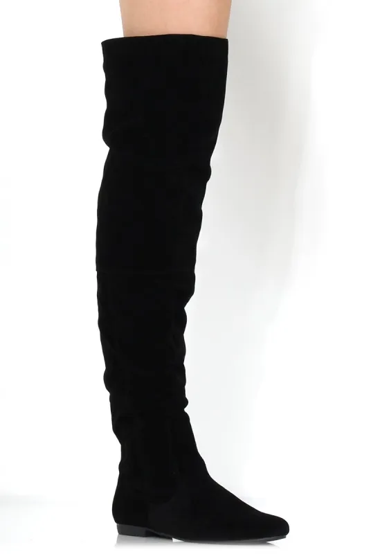 Asher Black Suede Over The Knee Boots sold by Rebellious Fashion