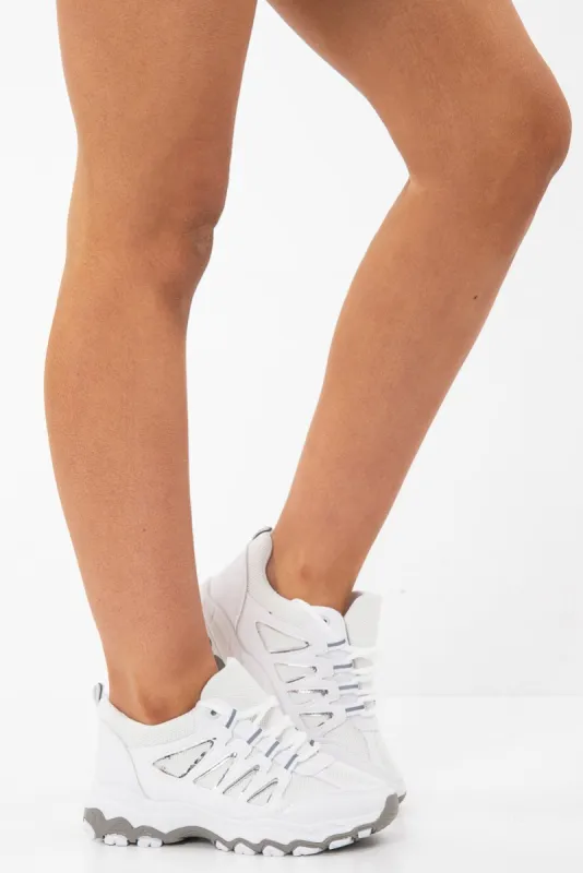 White and Grey Chunky Trainers - Yasmine sold by Rebellious Fashion
