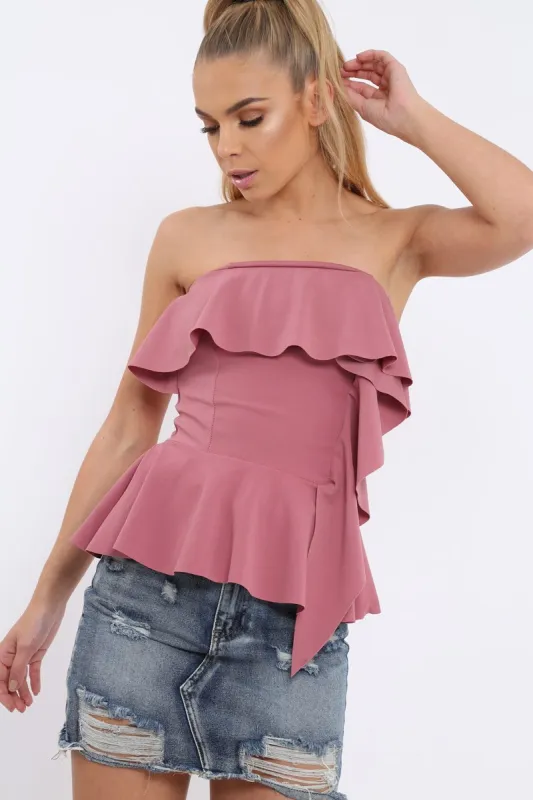 Rose Bandeau Frill Top - Priah sold by Rebellious Fashion
