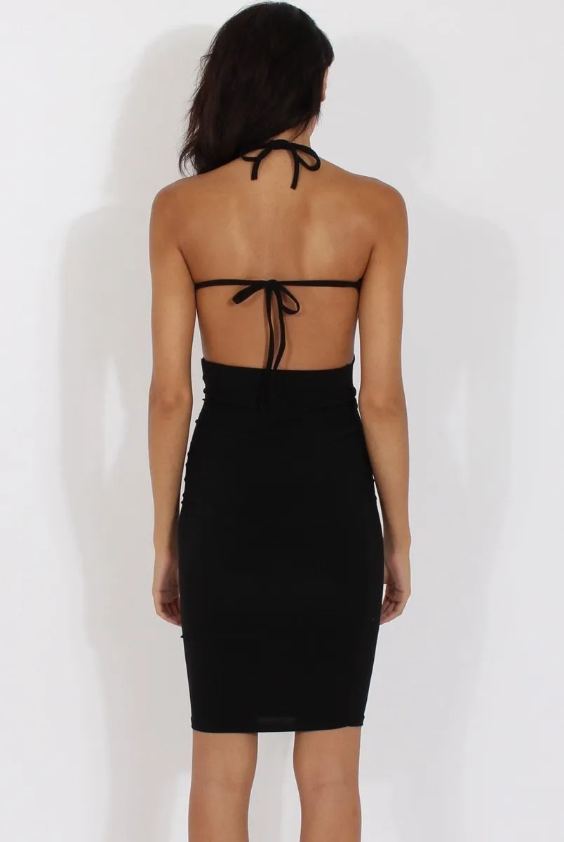 Black Halterneck Wrap Around Open Back Dress- Lillian sold by Rebellious Fashion product image thumbnail 5