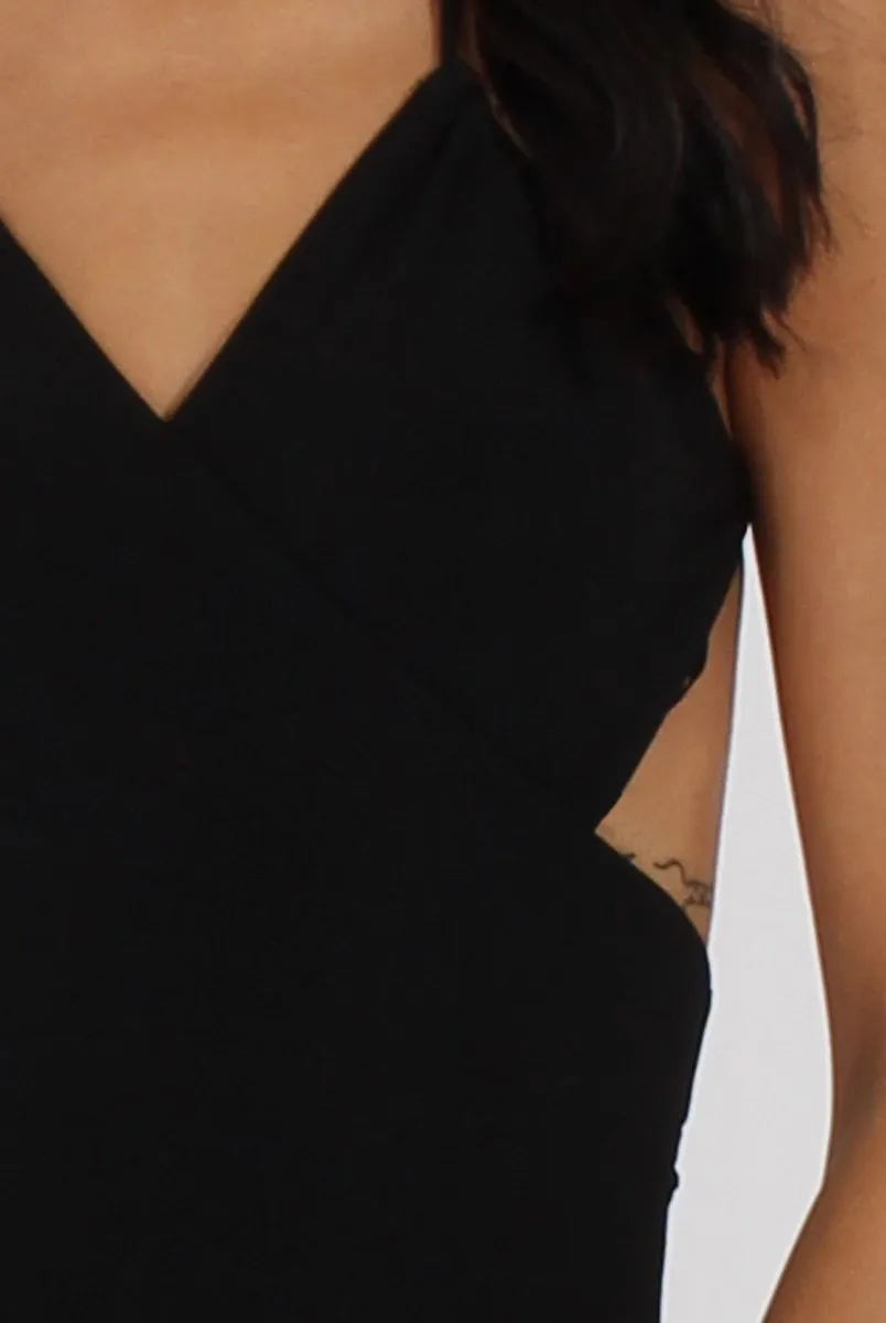 Black Halterneck Wrap Around Open Back Dress- Lillian sold by Rebellious Fashion product image thumbnail 4