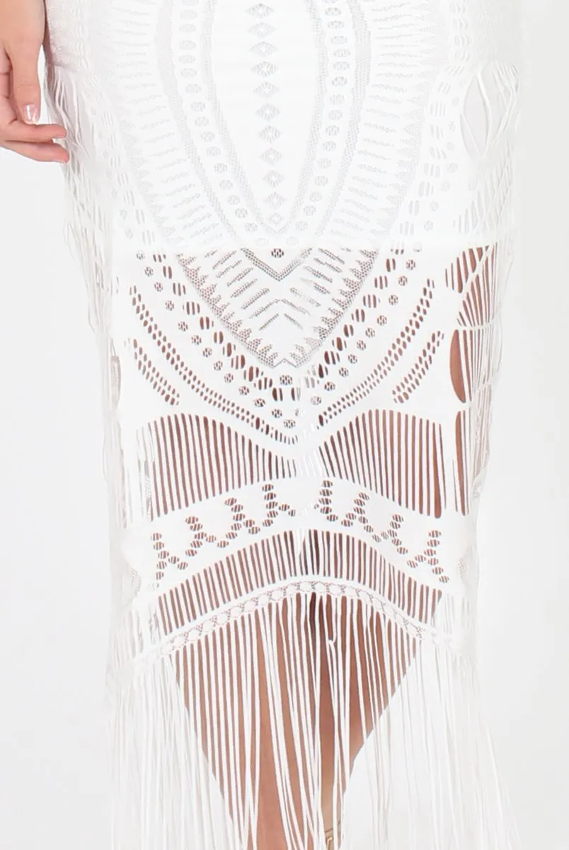 White Crochet Tassel Skirt - Faye sold by Rebellious Fashion product image thumbnail 4