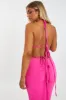 Pink Halter Neck Crop Top & Tie Waist Ruched Bum Maxi Skirt Set - Tilly sold by Rebellious Fashion