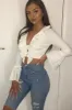 White Tie Front Bell Sleeve Crop Top - Angelina sold by Rebellious Fashion