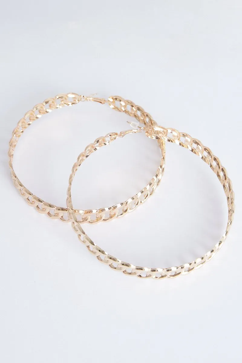 Large Chain Gold Hoop Earrings - Adalena sold by Rebellious Fashion product image thumbnail 2
