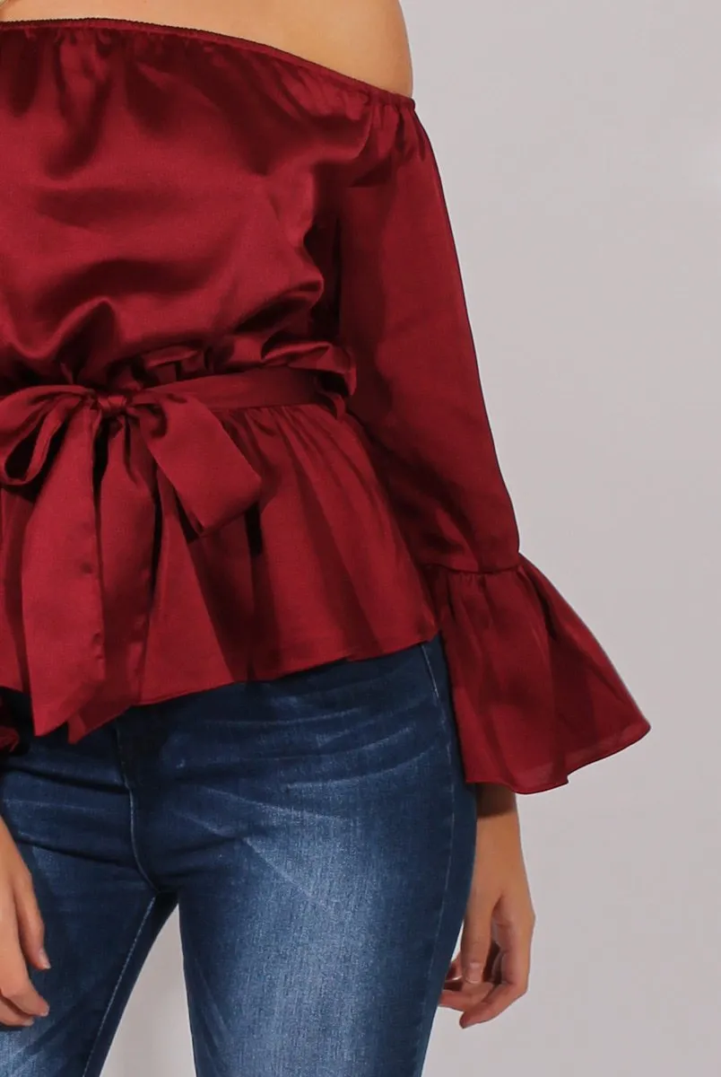 Wine Silk Bardot Bell Sleeves Top - Fawn sold by Rebellious Fashion product image thumbnail 5
