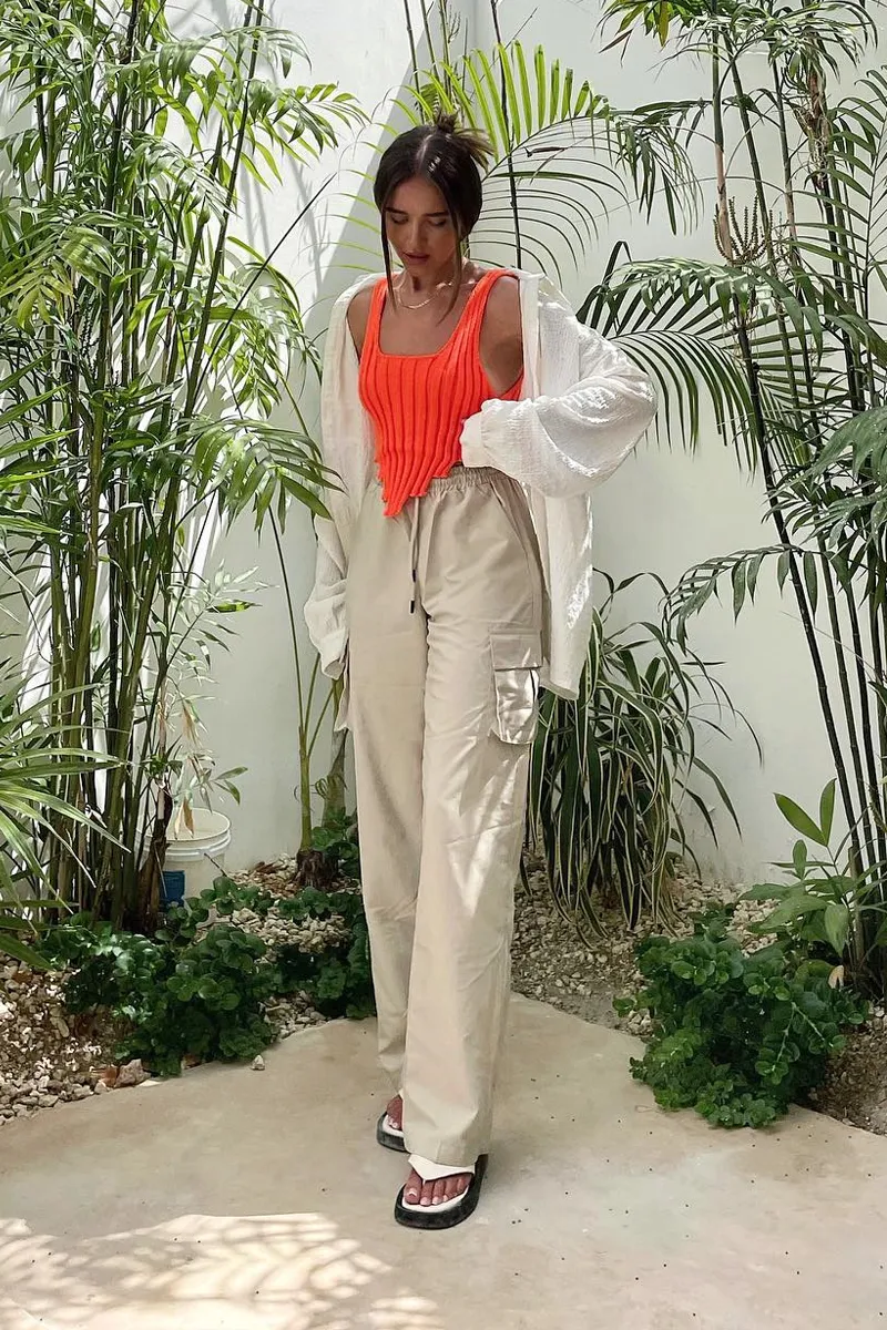 Stone Straight Leg Cargo Trousers - Aida sold by Rebellious Fashion product image thumbnail 2