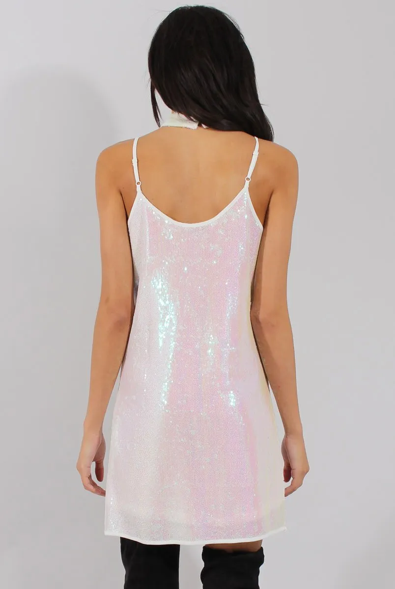 White Sequin Cami Choker Dress - Ariel sold by Rebellious Fashion product image thumbnail 5