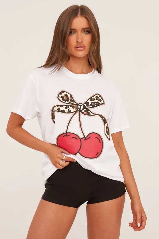 White Graphic Print Longline Oversized T-Shirt - Evi made by Rebellious Fashion