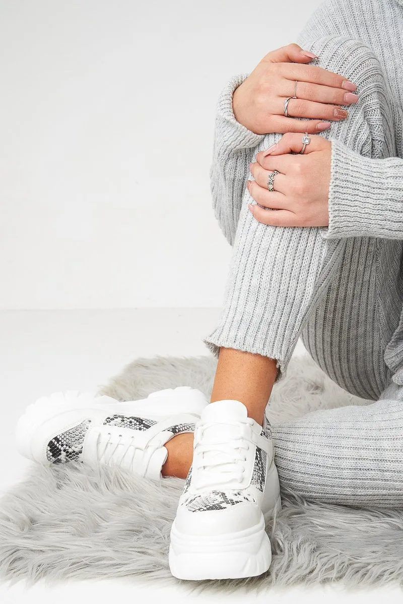 White Snake Extreme Chunky Lace Up Trainers - Carmia sold by Rebellious Fashion