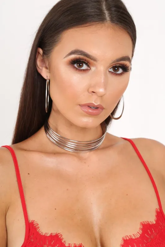 Silver Metal Choker - Oaklyn sold by Rebellious Fashion