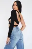 Black Cut Out Back One Shoulder Crop Top - Ashlyn sold by Rebellious Fashion