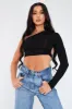 Black Cut Out Back One Shoulder Crop Top - Ashlyn sold by Rebellious Fashion