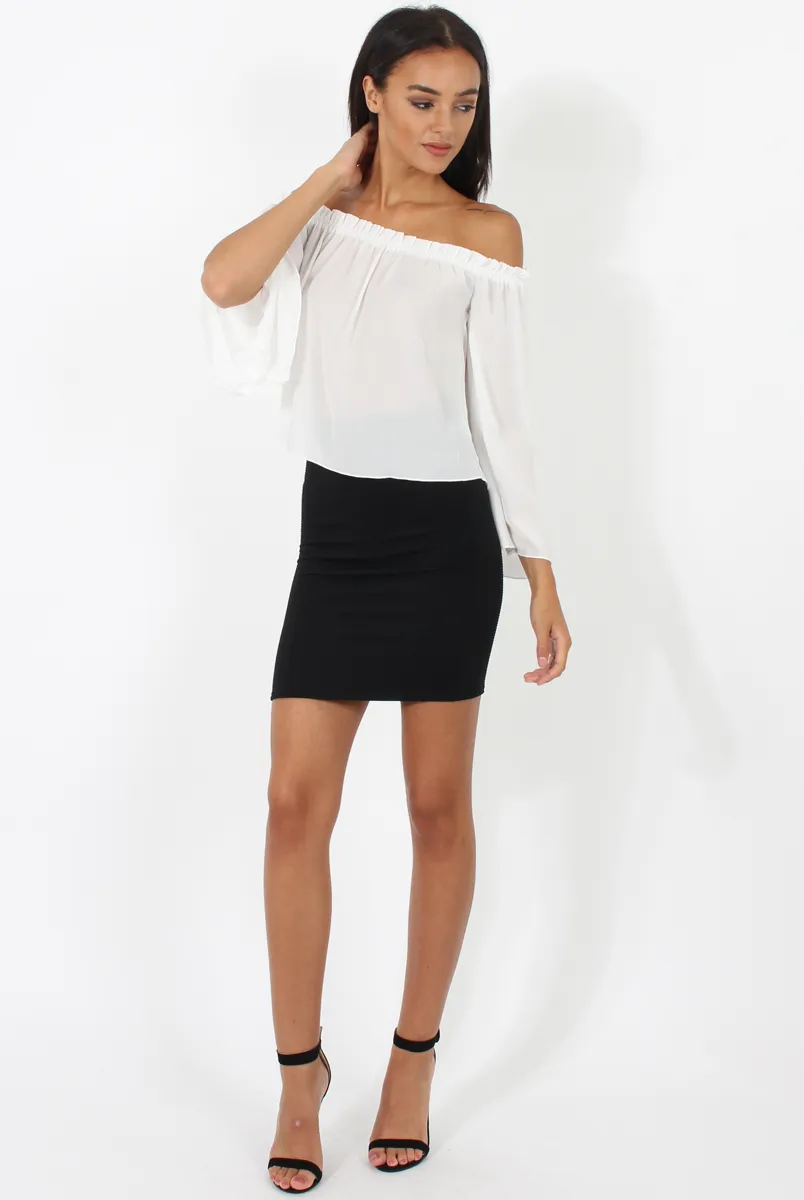 White Bardot Three Quarter Bell Sleeve Crop- Chantelle sold by Rebellious Fashion product image thumbnail 3