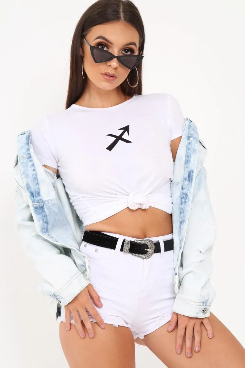 White Sagittarius Star Sign T-Shirt - Adalee sold by Rebellious Fashion product image thumbnail 5