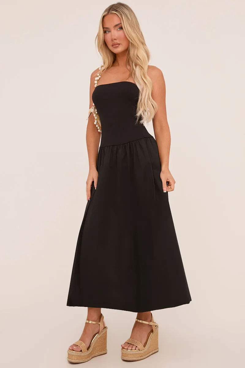 Black Bandeau Drop Waist Maxi Dress - Jillian sold by Rebellious Fashion product image thumbnail 2