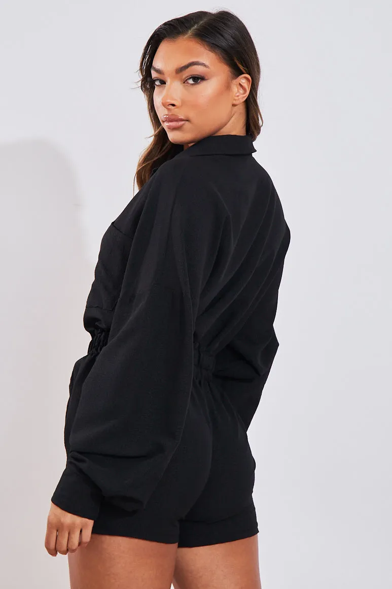 Black Linen Look Shirt & Shorts Set - Aurelia sold by Rebellious Fashion product image thumbnail 5