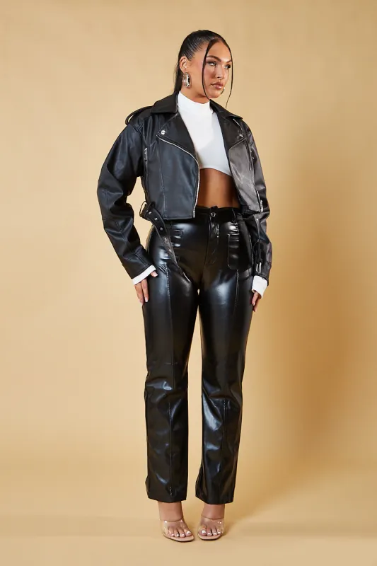 Black Faux Leather Biker Jacket - Loden sold by Rebellious Fashion