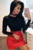 Red PU skirt - Iris sold by Rebellious Fashion