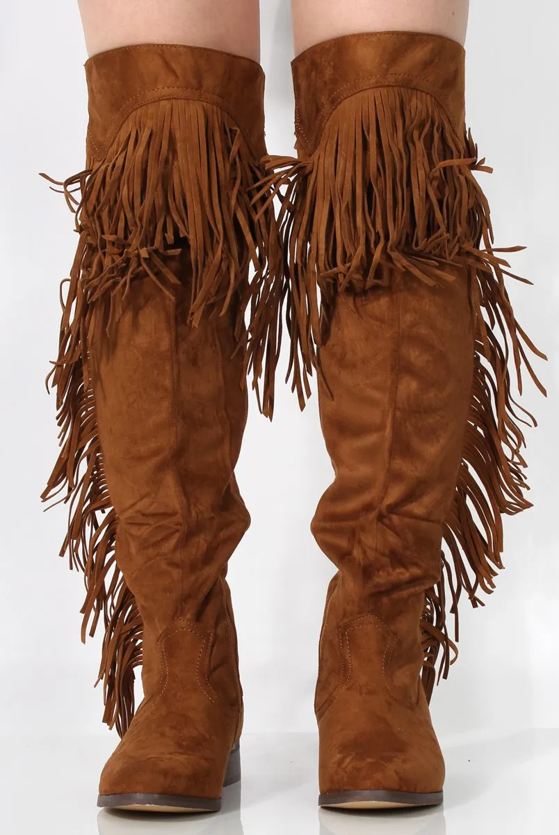 Kristen Camel Tassel Knee High Boots sold by Rebellious Fashion product image thumbnail 2