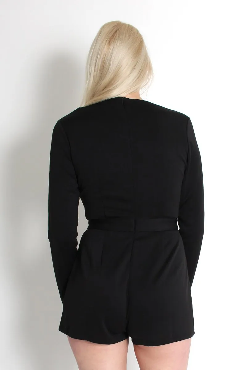 Frances Black Plunge Playsuit sold by Rebellious Fashion product image thumbnail 2