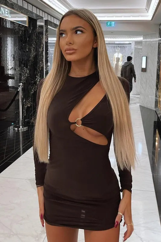 Chocolate Ring Front Mini Dress - Keilani sold by Rebellious Fashion