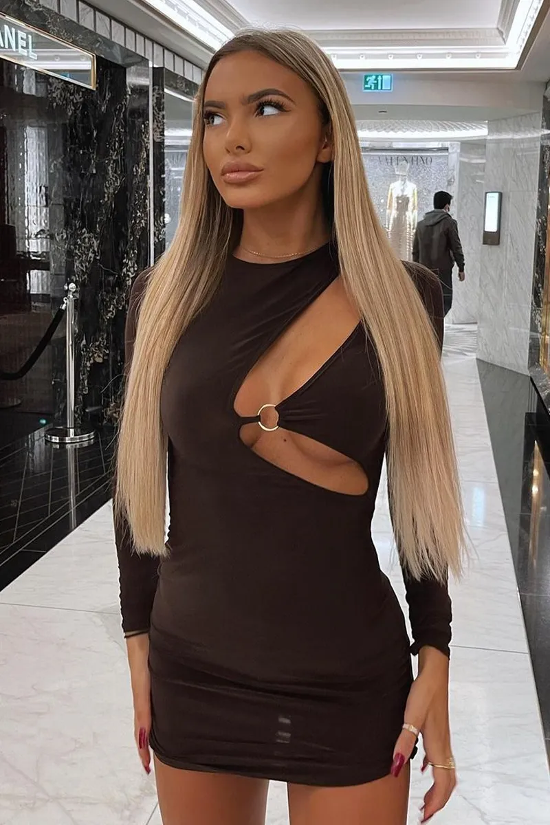 Chocolate Ring Front Mini Dress - Keilani sold by Rebellious Fashion